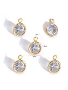 10个镶嵌锆石的几何吊坠饰品，镀金，DIY珠宝制作配件