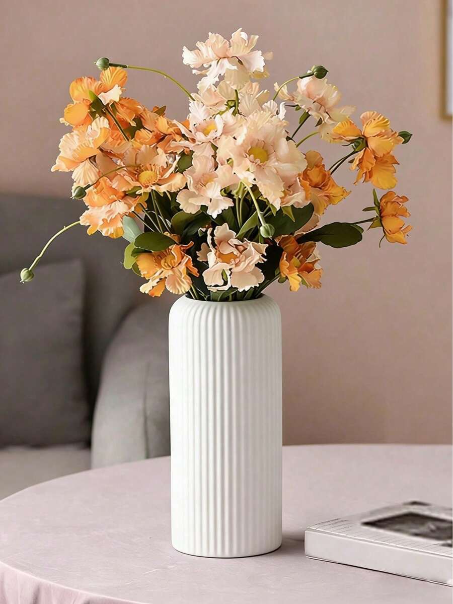 This Vase Is Made Of Plastic Composite Material, With A Ceramic-Like Appearance That Is Not Easily Broken. It Stands 7.8 Inches (About 20 Cm) Tall, A Simple Desktop Vase Suitable For Holding Dried Flowers, Reeds Or Artificial Flowers, Making It An Ideal Choice For Home Decor. It Also Has A Bohemian Style, Suitable For Weddings, Banquet Tables And Other Occasions. - Multicolor - View 1