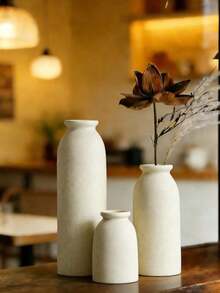 1件/3件套米色简约花瓶装饰，现代波西米亚农舍风家居装饰，芦苇草和干花花瓶，创意书架、书桌、置物架芦苇花瓶搭配波西米亚迷你花瓶，餐桌派对花瓶，客厅办公室书架，玄关卧室装饰