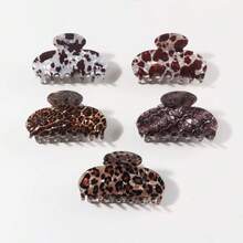 1个时尚豹纹发爪夹，高端发爪发夹，百搭亚克力波西米亚风发饰 - 彩色 - 查看 4