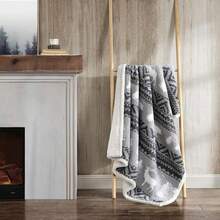 Eddie Bauer- Manta de Felpa Ultra Suave, decoracin del hogar, Ropa de Cama Reversible para Todas Las Estaciones (Woodland Fair Isle Grey, 50 x 60) - Manta+Woodland Fair Isle Gris/Blanco - Ver 5