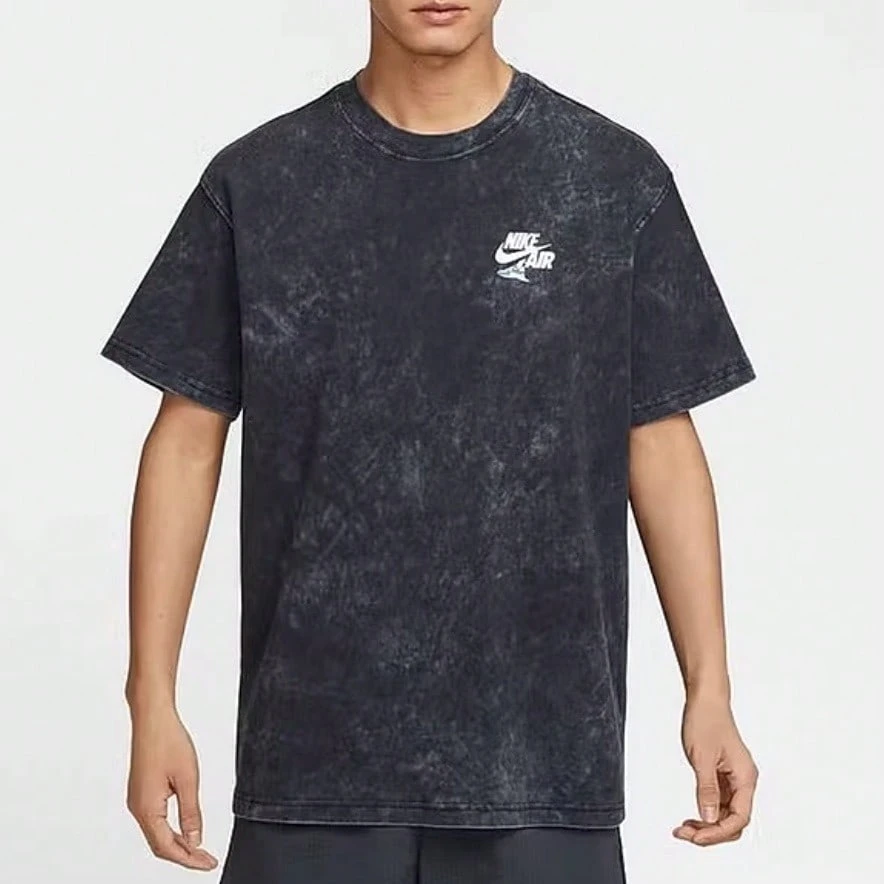 Nike 男子夏季圖案印花寬鬆復古運動T卹 - 黑灰色 - 查看 1