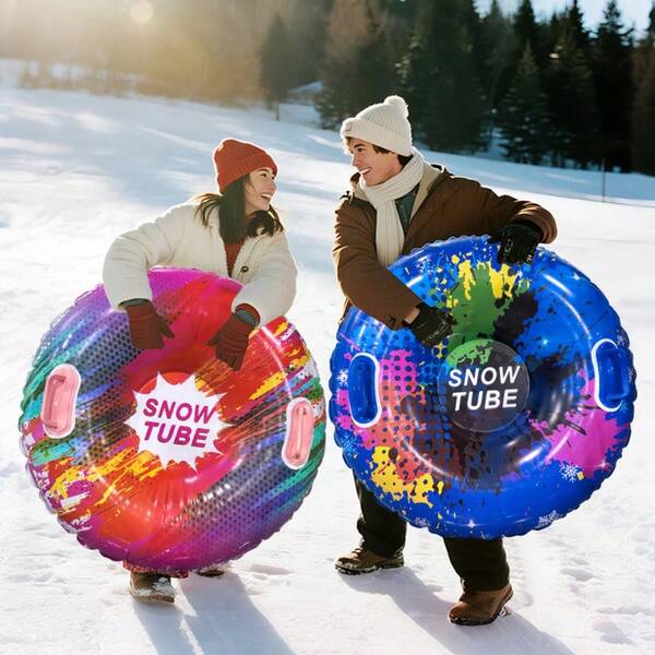 1pc Thick PVC Inflatable Snow Tube, Inflatable Snow Sled, Fun For Snow Sliding, Ski Resort, Christmas & New Year Gift