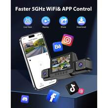 4-Channel 360° Dash Cam Front And Rear FHD 1080P 180° Rotating Side-View Camera APP Control Reversing Display Collision Detection Parking Monitoring Loop Recording | Suitable For Sedans And SUVs - Kèm thẻ nhớ 32G - Xem 5