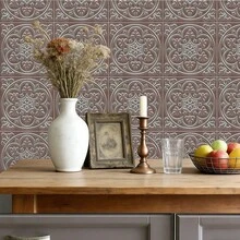 20pcs Self-Adhesive Wall Tiles - 8 Inch X 8 Inch, Shallow Embossed Design, 3D Visual Effect - Glossy Blue With Silver Tin Texture, Suitable For Kitchen, Fireplace, Cabinet, Bar Backsplash