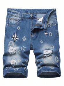 Pantalones vaqueros casuales deportivos callejeros holgados para parejas, con bordado de Elefante Generación 71, lavados, ideales para skate - Azul marino - Ver 10