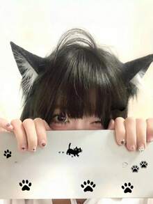 1个猫耳发箍，可爱毛绒发箍，节日动物耳朵头饰，发饰 - 彩色 - 查看 2