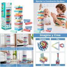 Juego De Torre Juegos de Construccion Tabla de Apilamiento con Dado Juguete Didactico Juego de Mesa Macaron-48pzsDiversión infantil, alegría, juguetes necesarios para niños - Macarrones 48 piezas - Ver 1