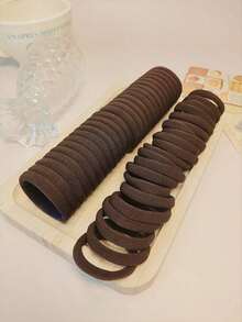 50 Women's Brown Hair Ties, Seamless Hair Ties, Elastic Ponytail Holder, Will Not Damage Thick Hair Casual,Hair Accessories,Hair Rope, Hair Bobbles Head Accessories Rubber Bands - màu nâu - Xem 2