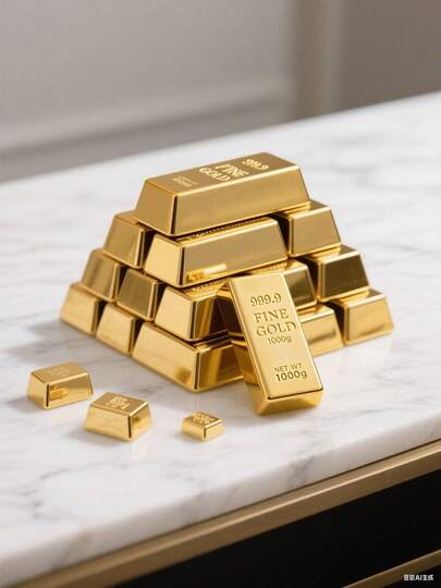 9999 Pure Gold Brick Prop, Shiny Realistic Gold Bar Model, Photography Decor, Prank Toy, Gift, Birthday, Christmas, New Year Present