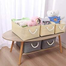 CYPNHONGHCL - Cestas de Almacenamiento de Tela para Organizar 3pcs Cestas Decorativas de Almacenamiento con Asas Cestas de Tela Organizadoras de Grandes de Plegable para Ropa Juguetes 35*25*17cm BeigeFashion - Beis - Ver 8