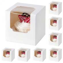 CYPNPaquete de 50 Cajas para Cupcakes Individuales 10x10x10 cm Cajas para Postres Muffins Repostería con Ventana y Inserto de Cartón para Cumpleaños Fiestas Repostería y Regalos BlancoFashion - 219620587 - Ver 2