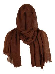 A Two Pieces Set Featuring A Distressed Scarf Shawl With A Brooch, Styled Like A Medieval Renaissance Viking Cloak, Perfect For Halloween Costumes And Accessories. - A - View 5