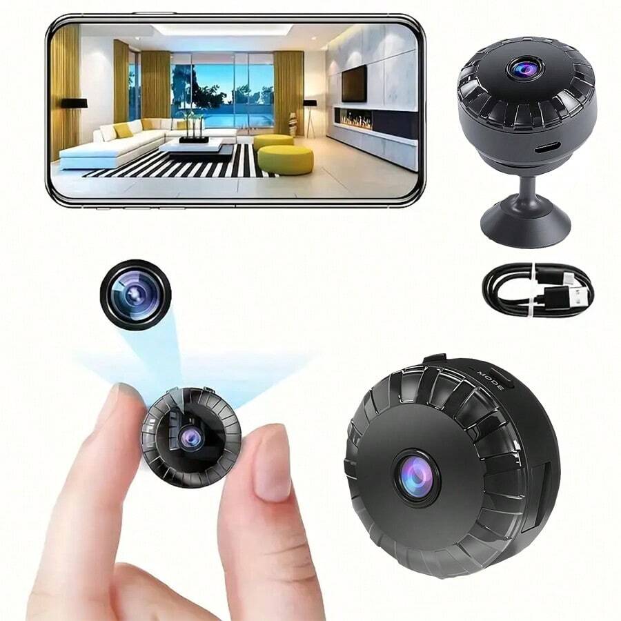 1pc Mini Hidden Remote Camera, Suitable For Family WiFi Pet Camera, Mobile Phone Video Surveillance System, Baby/Pet Camera, Smart Phone Application, Home Camera WiFi Wireless Camera, Continuous Recording Function, Nanny Room Camera, Suitable For Bedroom Use, Wireless Home Monitoring System, With Artificial Intelligence Motion Detection Function, Alarm Function, Compatible With Alexa. Holiday Gifts. - màu đen - Xem 1