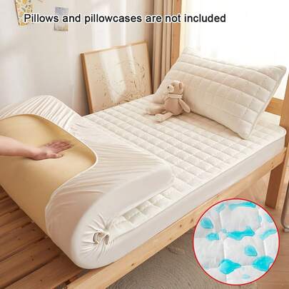 防水绗缝床笠（不含枕套和枕芯），加厚床笠床垫保护套，适用于单人床或双人床，柔软舒适纯色床垫罩，灰色/白色/卡其色/蓝色可选，适用于家庭卧室、酒店、养老院等场所，防水防尿，易于护理