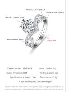 1pc S925 Sterling Silver Jewelry - D Color Moissanite Ring - Jewelry For Women - Valentine's Day Gift - 1 Carat, 2 Carat, 3 Carat, 5 Carat