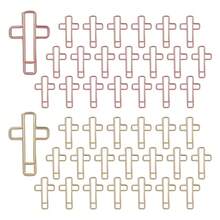 40pcs Cross Shape Paper Clips With Clear Box, Rose Gold, Funny Cute Paperclips Bookmarks Planner Clips For Fun Office Supplies Schoolsss Gifts Wedding Decoration - Cross40pcs - View 1