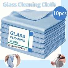 10片装超细纤维玻璃清洁布，9.84英寸 x 9.84英寸厨房吸水湿巾，不掉毛不留痕，适用于酒杯清洁，快速清洁窗户、玻璃、挡风玻璃、镜子和不锈钢，蓝色 - 彩色 - 查看 17