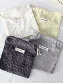 波点抽绳收纳袋，可爱迷你抽绳包，手提钥匙扣零钱包，小布袋，口红化妆包 - 彩色 - 查看 10