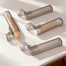 Portable Transparent Toothpick Storage Box, Suitable For Travelers, Cotton Swabs, Pills, Small Items Storage, Compact Design, Easy To Carry, Hygienic Protection, Essential For Daily Use, Bathroom, Makeup, Desk, Kitchen Accessories Storage, Can Also Hold Tissues, Napkins, Wipes, Toothpicks, Cotton Swabs, Ear Picks, Minimalist Style, Home Decor, Travel Essentials, Pocket-Sized - Grey - View 7