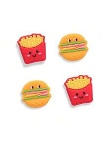 TOOUEE 4PCS 3D For French Fries&Hamburger Theme Cute Kawaii Silicone Joycon Thumb Grip Caps, Soft Cartoon Skull Theme Joystick Cover Button Caps For Switch / OLED / Switch Lite Cute Switch/Lite/Oled Accessories