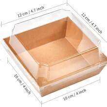 5/10/20 Peças Caixas de Sobremesa com Tampa Transparente, Adequadas para Alimentos Cozidos, Material de Papel Kraft à Prova de Óleo, Caixas de Papel Kraft Branco/Rosa para Assar, Ideal para Guardar Biscoitos, Macarons, Bolos, Sanduíches, Adequado para Casamentos, Festas, Ocasiões Especiais - Castanho - Visão 5
