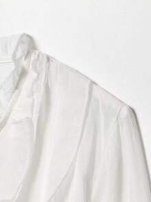 Camisa de lunares con capas versátil de moda europea y americana para mujer, nueva para primavera/verano, ideal para vacaciones - Blanco - Ver 4