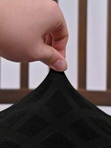 1pc Solid Color Elastic Jacquard Diamond Chair Seat Cover With Cord, Modern Design, Classic Minimalist, Dust & Stain Resistant, Suitable For Living Room, Bedroom, Study, Chair Decor - Multicolor - View 5