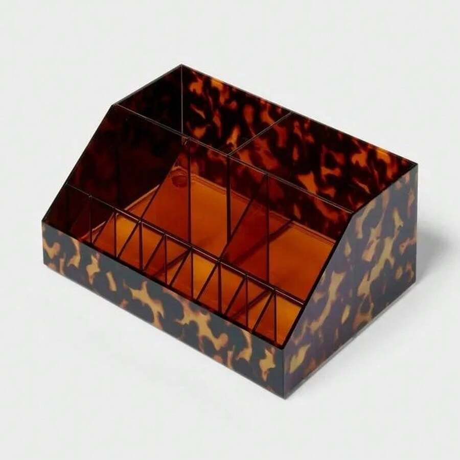Stylish Leopard Print Makeup Organizer - Durable Material For Cosmetic Storage - 1 cái - Xem 1
