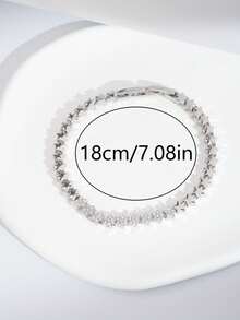 1 chiếc vòng tay thiết kế hình ngôi sao đính đá Cubic Zirconia sang trọng, phù hợp cho nữ giới dự tiệc cưới và các sự kiện, không kèm hộp quà. - Bạc - Xem 6