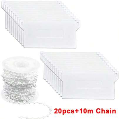 20Pcs Vertical Blind Weights And 10m Chains Replacement Bottom Slats Spares 89mm