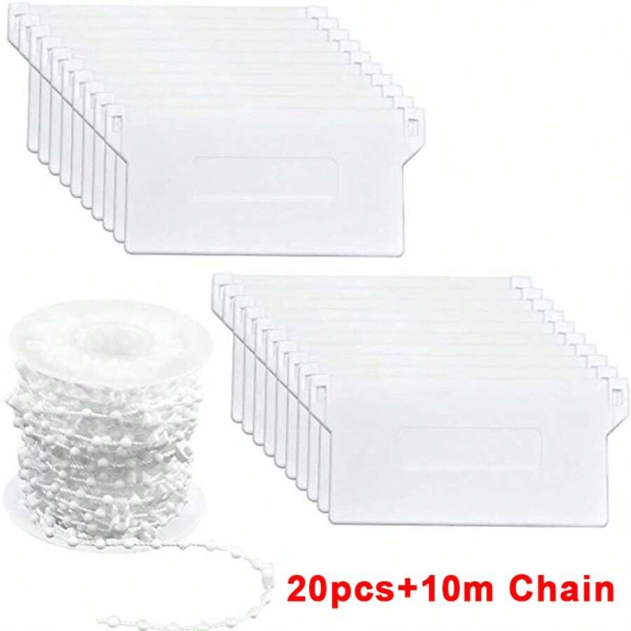 20Pcs Vertical Blind Weights And 10m Chains Replacement Bottom Slats Spares 89mm - White - View 1