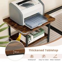 COSTWAY Printer Stand With Storage, Under Desk Printer Table With 4 Wheels & Locking Mechanism, 2-Tier Rolling End Table Storage Rack For Bedroom, Living Room, Study, White/Rustic Brown/Black - Brown - View 4