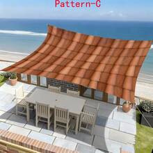 1 pieza Toldo de tela con impresión digital 2D, 5 estilos diferentes de patrones de grano de madera y piedra falsos, con características como patrón impreso, resistente al viento, desmontable, ligero, semioscurecedor, a prueba de polvo y resistente al desgaste, equipo de camping, artículos esenciales de camping - Multicolor - Ver 3