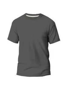 Set Of 5 Basic Plain Colored T-Shirts, 100% Cotton, 30.1 Yarn, Men's/Unisex, Breathable, Reinforced Seams, Immediate Shipping!! - 黑-白-米色-灰色-海軍藍 - 查看 6