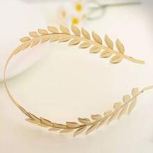 1件女士金色合金发饰，波西米亚风叶子设计，凯撒皇冠式新娘头饰，适合日常佩戴和正式场合，婚礼发饰 - 金色一 - 查看 3