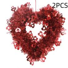 2 piezas y 1 pieza Guirnalda con forma de corazón rojo brillante, decoración colgante romántica para crear ambiente, adorno de guirnalda con forma de corazón, decoración romántica para aniversario, decoración del Día de San Valentín, decoración para cena a la luz de las velas, decoración de sorpresa romántica, adecuado para eventos especiales del Día de San Valentín, bodas, regalos nupciales, fiestas, compromisos y celebraciones de aniversario del Día de San Valentín - Multicolor - Ver 10