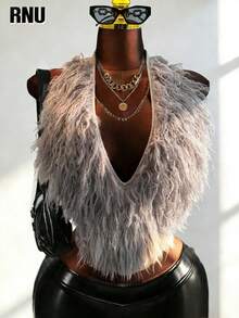 RNU Áo hai dây gợi cảm dành cho nữ cỡ lớn, chất liệu mềm mại, cổ chữ V sâu, hở lưng, thiết kế nơ, đa năng, thích hợp cho buổi hẹn hò lãng mạn, dự tiệc, đi nghỉ mát, mùa xuân. - Xám - Xem 1