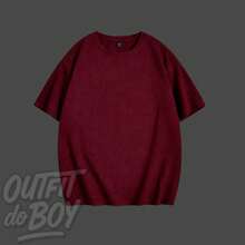 Set Of 5 Plain Basic Comfortable T-Shirts For Everyday Wear, Various Colors, Versatile, 100% Cotton 30.1 Streetwear!! Men's Basic Premium Casual Spring Summer - 黑-白-綠-藏青-酒紅 - 查看 3