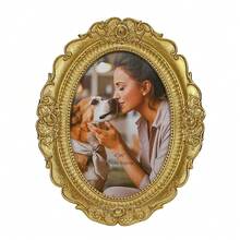 Vintage Gold Picture Frame 4x6 Inch Oval Antique Photo Frame With Clear Glass Front Tabletop Wall Hanging Photo Display Home Decor Mother'S Day Gift Ideas (Gold Rose, 4x6) - B-金玫瑰 - 查看 1