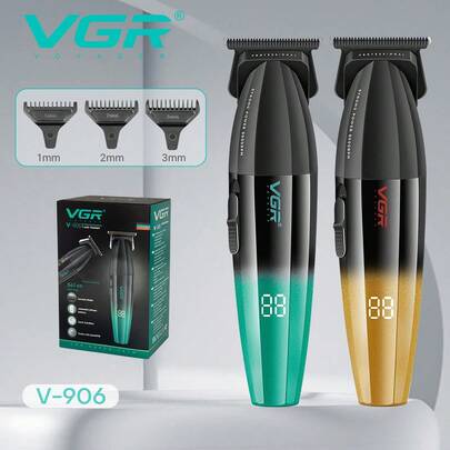  Recortadora de cabello VGR Profesional 9000 RPM, Cortadora de cabello eléctrica inalámbrica recargable con ajuste de precisión, máquina de corte de cabello portátil para hombres, salón de belleza y viajes V-906