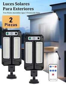 Luces solares al aire libre a prueba de agua, luces solares de la calle con sensor de movimiento,3 modos , control remoto solar de inundación luces de segurida d, lote de estacionamiento solar de iluminación comercial para Yard Camino Jardín puerta principal - 2 piezas - Ver 13