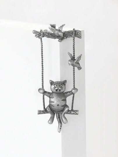 复古摇摆猫胸针 - 动物造型别针，适合女士休闲派对佩戴，也可作为珠宝配饰或朋友礼物/徽章装饰