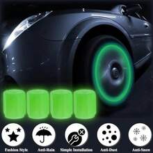 4/8PCS Fluorescent Tire Valve Stem Caps - Glow In The Dark Tire Valve Caps, Luminous Car Tire Air Cap Universal Fit For Cars, Trucks, Motorcycles, Bikes & Bicycles (Green) - 4pcs - View 2