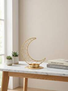 1Pc/Set Crescent-Shaped Metal Candle Holder With Wrapped Wire Design. Made From Metal Wire And A Metal Base, This Candle Holder Features A Minimalist Modern Style. Its Shape Consists Of A Crescent Frame With An Internal Wrapped Openwork Pattern - Multicolor - View 14