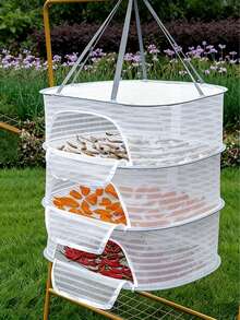 Foldable Drying Rack With Windproof And Insect-Proof Net Cover, Heavy Duty Collapsible Clothes Drying Rack With Zipper Closure, Space-Saving Mesh Drying Rack With Handle, Suitable For Herbs, Vegetables, Fish And Fruits, Applicable For Home, Camping And Gatherings, Easy To Clean Fabric Structure - Multicolor - View 5