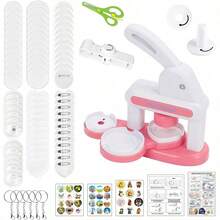 1 Set Button Maker Machine,55mm&35mm(1.37inch&2.16inch) Multi-Size Button Maker Kit With Round/Heart Shape,Capable Of Making Fridge Magnets Keychains Brooches 3in1 Badge Machine With Button Parts,Stickers,Circle Cutter,Scissors,DIY Crafts & Personalized Gifts,Installation-Free(Some Accessory Colors Are Random) - Multicolor - View 9