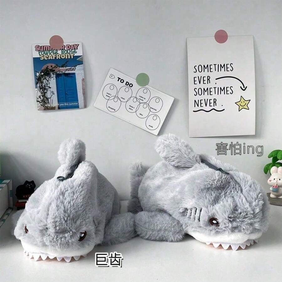 1pcs  Cartoon Shark Stationery Pen Case Large Capacity Stationery Box For Students Cute Doll Stationery Box School Supplies Storage Bag Creative Student Back-To-School Gift - 鯊魚筆袋 - 查看 1