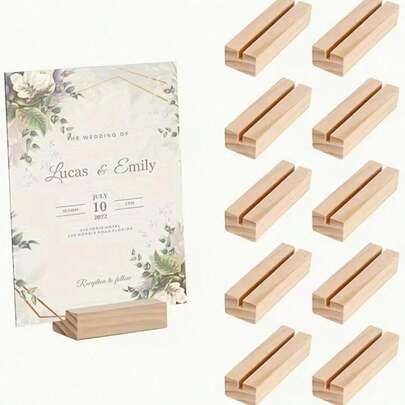 Giá đỡ số bàn bằng gỗ - Giá đỡ số bàn, danh thiếp và ảnh trang nhã, phù hợp để tự làm danh thiếp, biển hiệu sự kiện, tiệc cưới, vật trang trí trung tâm, trang trí tiệc, lễ kỷ niệm và nhiều hơn nữa.