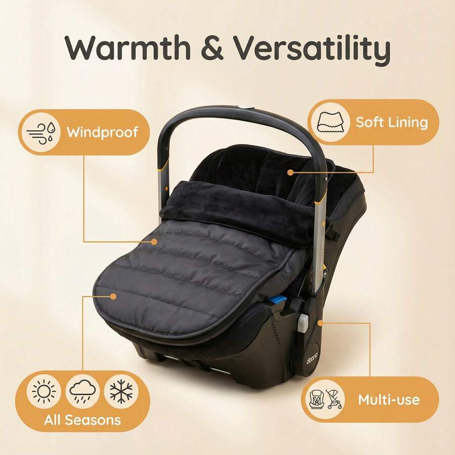 婴儿推车睡袋，加厚防风保暖，适合新生儿，防踢设计，秋冬季适用 - 彩色 - 查看 1